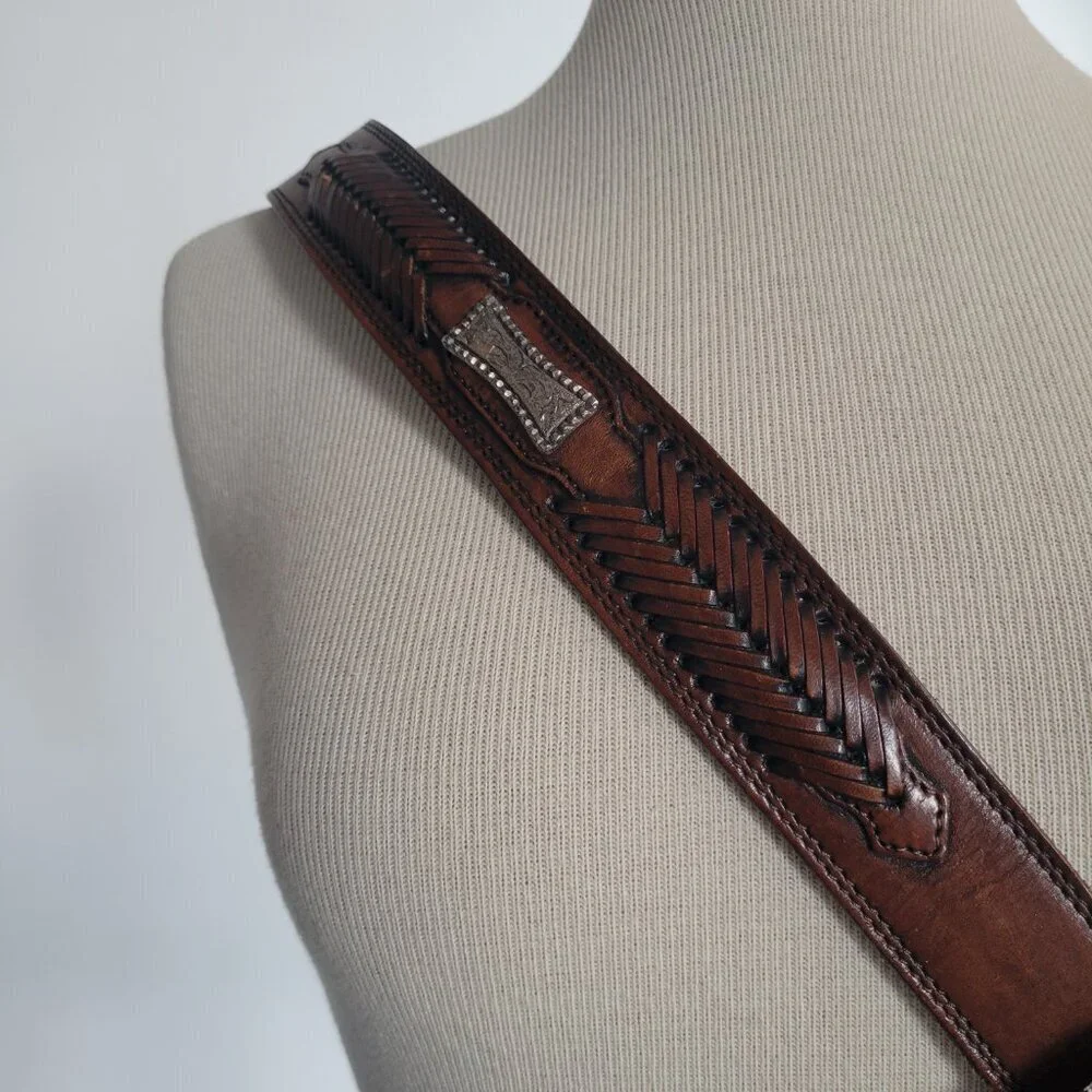 Western Style Braided Men’s Leather Belt – Made in Mexico